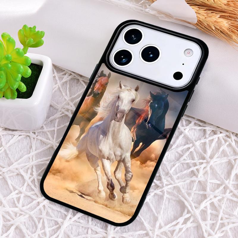 Running animal horse soft Shockproof Phone Case for iPhone 17 Air 16e 15 11 12 14 13 Pro Max Cover Coque