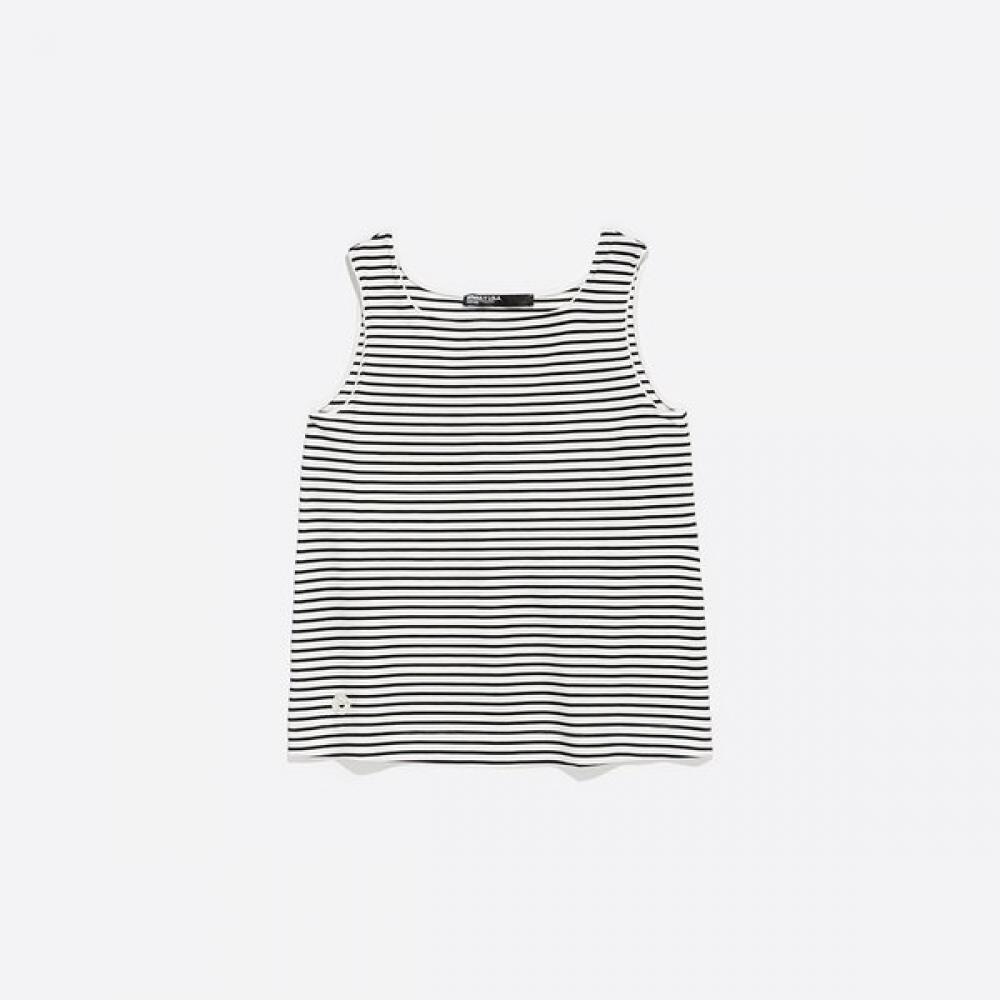 Bimba Y Lola STripe PonTe Di Roma Sleeveless T shirT b255awT021bkb Black/S