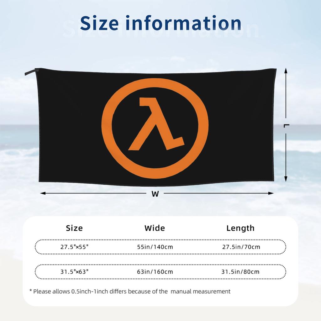 Half Life Lambda Beach Towel Soft Microfiber Quick Dry Absorbent Quick Towels For Bath