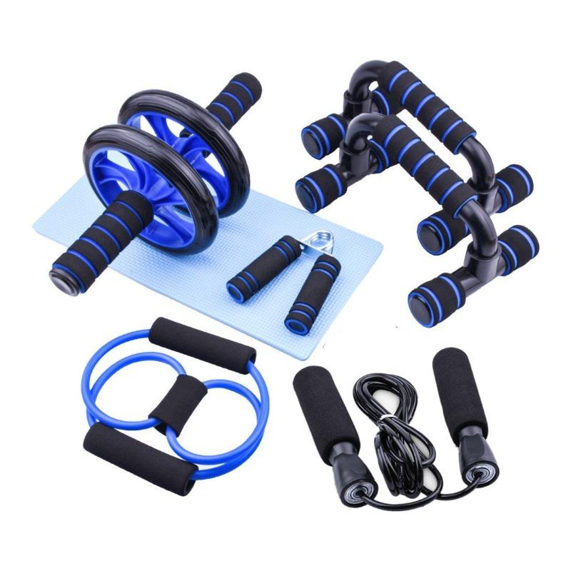 Home Gym 5-in-1 Bauchmuskelroller Räder Set Enthält Bauchmuskel-Trainingsgeräte Widerstandsbänder Kniepolster Springseil Push