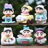 6pcs Crayon Shin Chan Bathing Driving Scene Model Ornament Set For Collectors And Kids