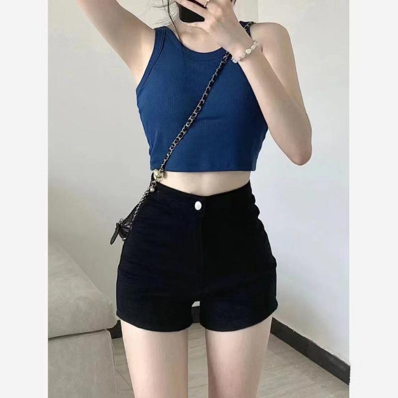 

Женские джинсовые шорты с высокой талией - Утягивающие, Сексуальные, Эластичные А-силуэта Летний стиль 2XL: Height 155-165CM (66-72kg)