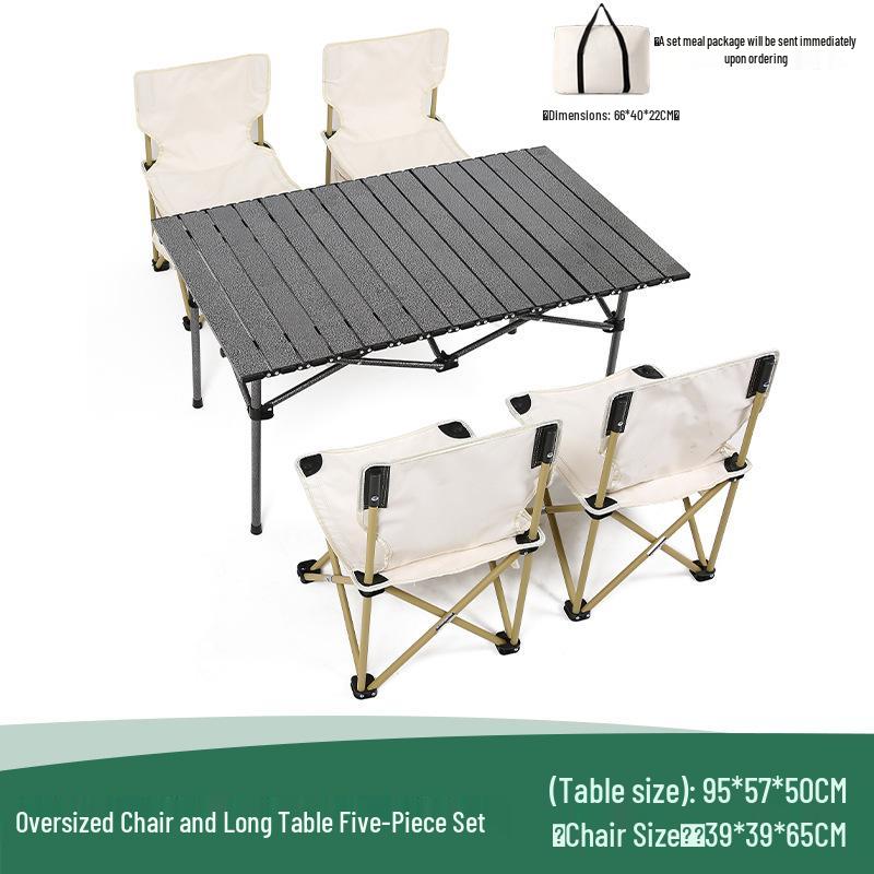 Aluminum-Magnesium Folding Table & Chair Set: 5-Piece Portable Picnic & Camping Gear for Vehicle or Self-Driving Tours