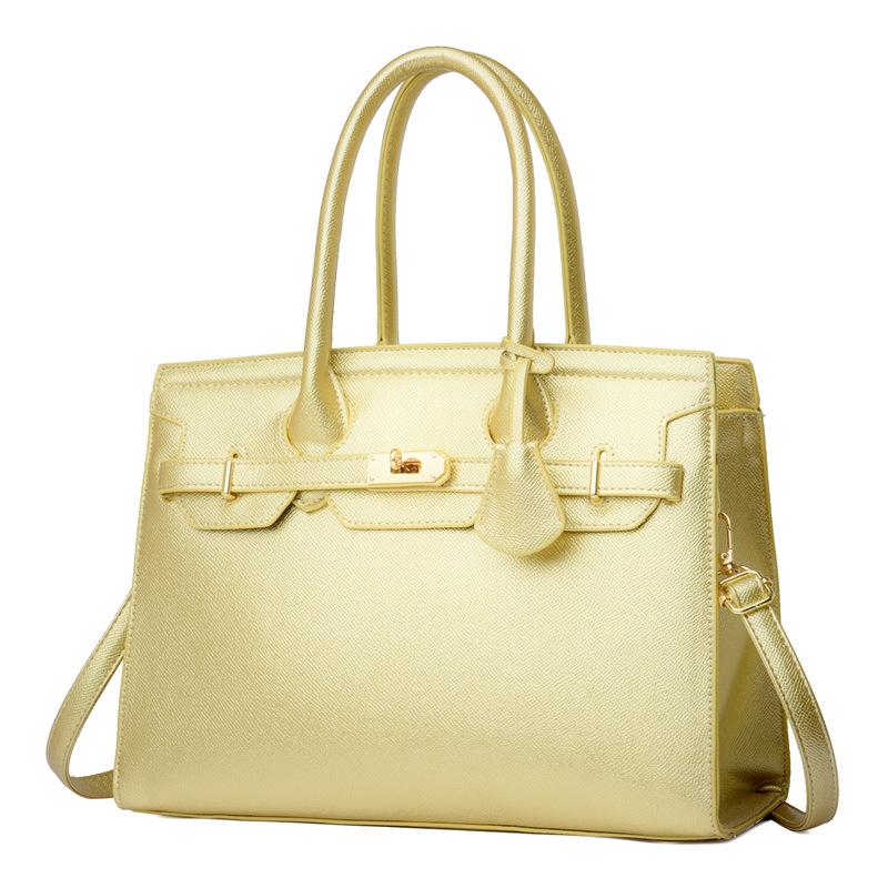 Women's handbag new fashionable large-capacity shoulder messenger women's bag simple platinum bag solid color matchmaker bag