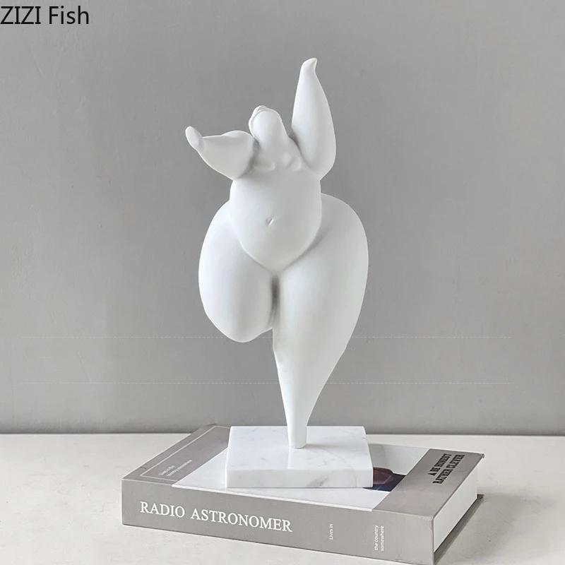 Minimalism Fat Girl Dancer Figures Statue Crafts Desk Decoration Character Resins Sculpture Ornaments Room Aesthetics Decor