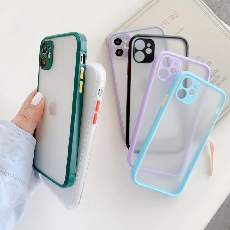 Luxury Square Edge Transparent Shockproof Matte TPU PC Soft Phone Case For Iphone 11 Pro MAX X XR XS Plus SE 2020