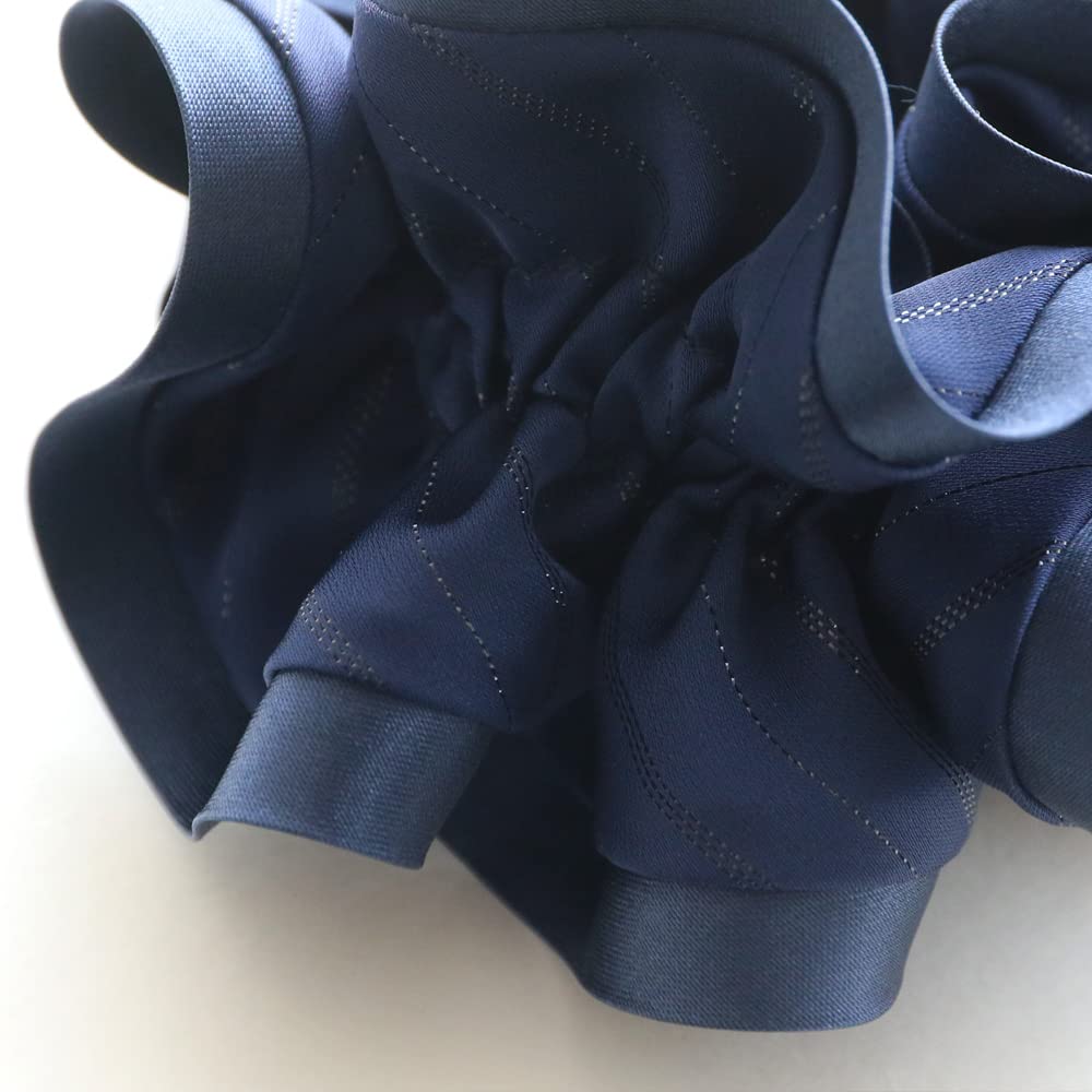 JewelVOX Black Scrunchie Hair Accessory with Grosgrain Frame and Striped Stylish and Cute for Simple and Available in Fabric. Adults. Stylish. Black.