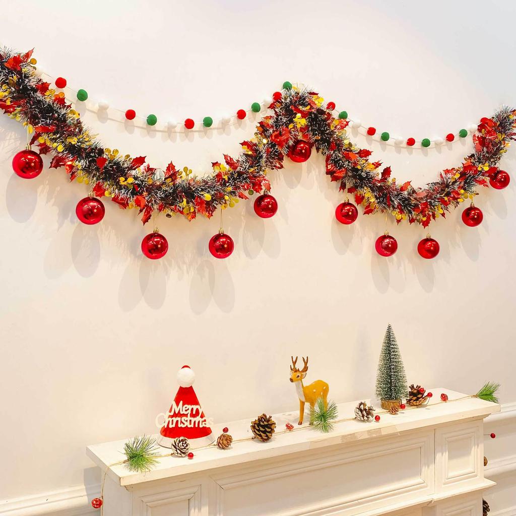Christmas Tinsel Garland for Tree Ornaments and Wall Decor