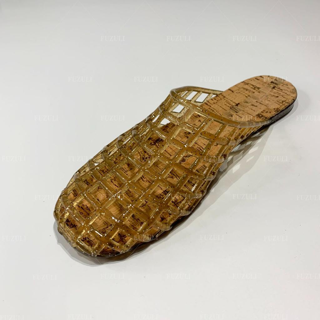 Hollow Flat-bottomed Slippers Women's Summer Fashion Bag Head Half Slippers Casual Wear Middle-aged Mother Crystal Shoes