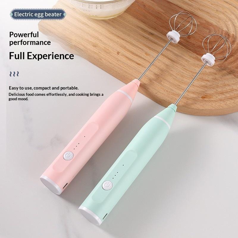 Batidora de Huevos Eléctrica de Mano Recargable 3 Velocidades Varillas de Acero Inoxidable Para Horneado Casero Espuma de Café Crema Postres