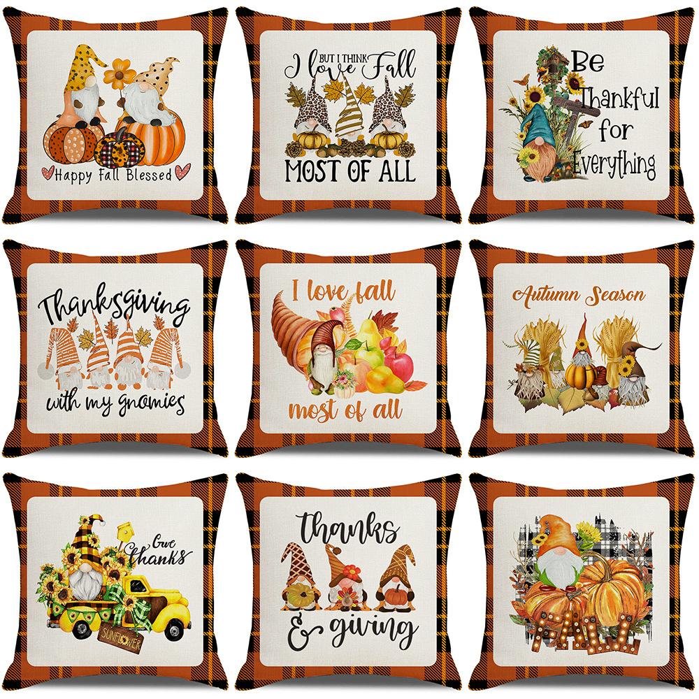 Autumn Harvest Pumpkin Print Pillow Cover Sofa Office Linen Cushion Cover Home Furnishings