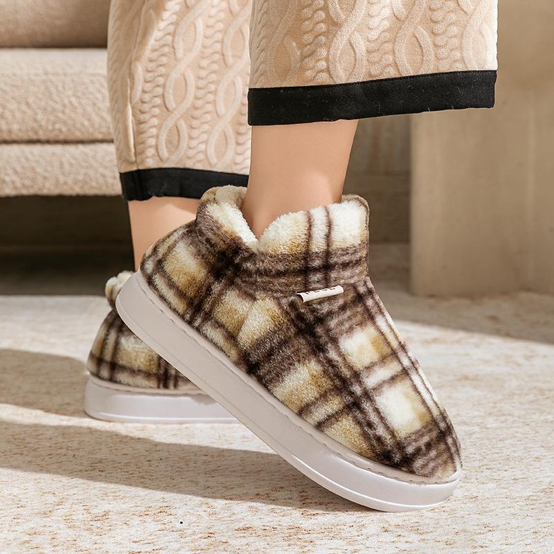Baogen thick plush cotton slippers autumn and winter couple plush wear-resistant home comfortable warm snow boots