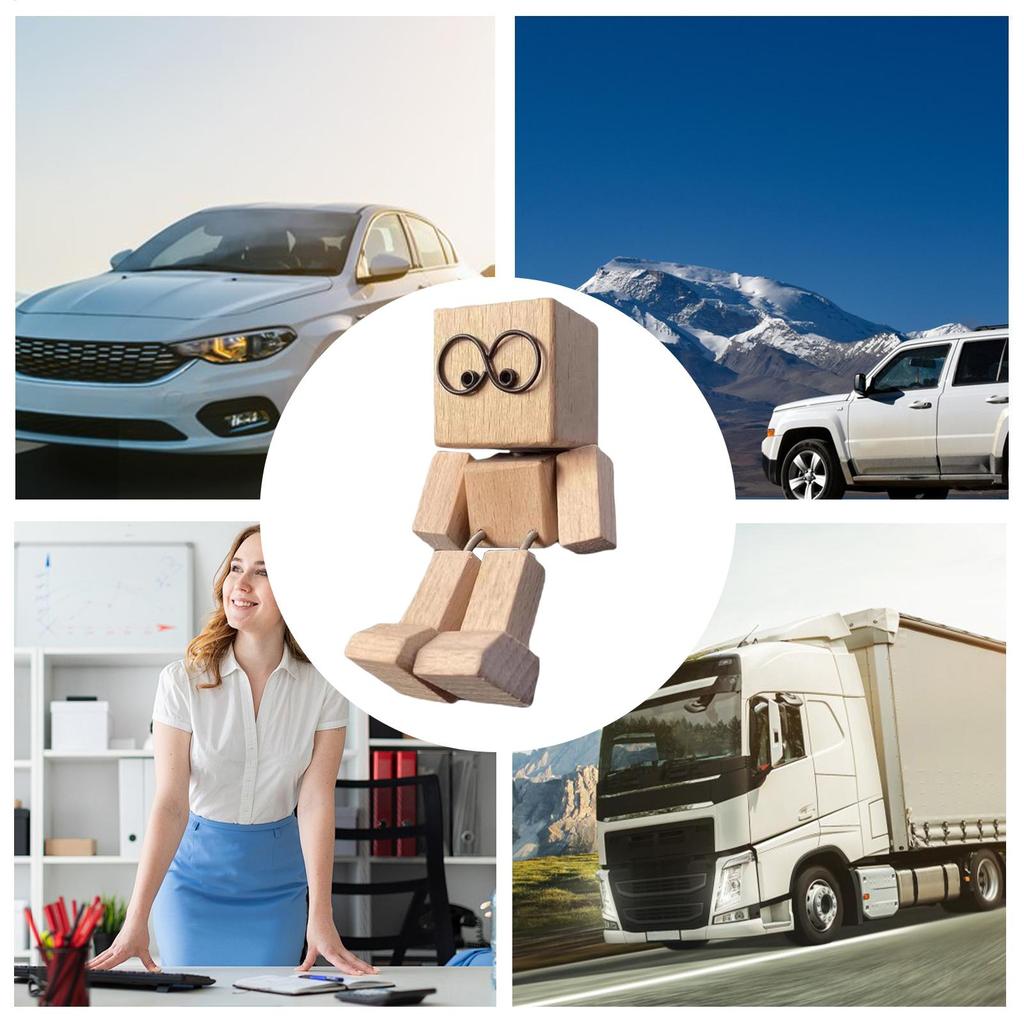 Uroczy Samochód Drewniany Ludzik Potrząsający Drewniany Ludzik Figurka Dekoracja Samochodu Małe Ozdoby Dekor Kreatywna Figurka Prezenty do Domu i Biura