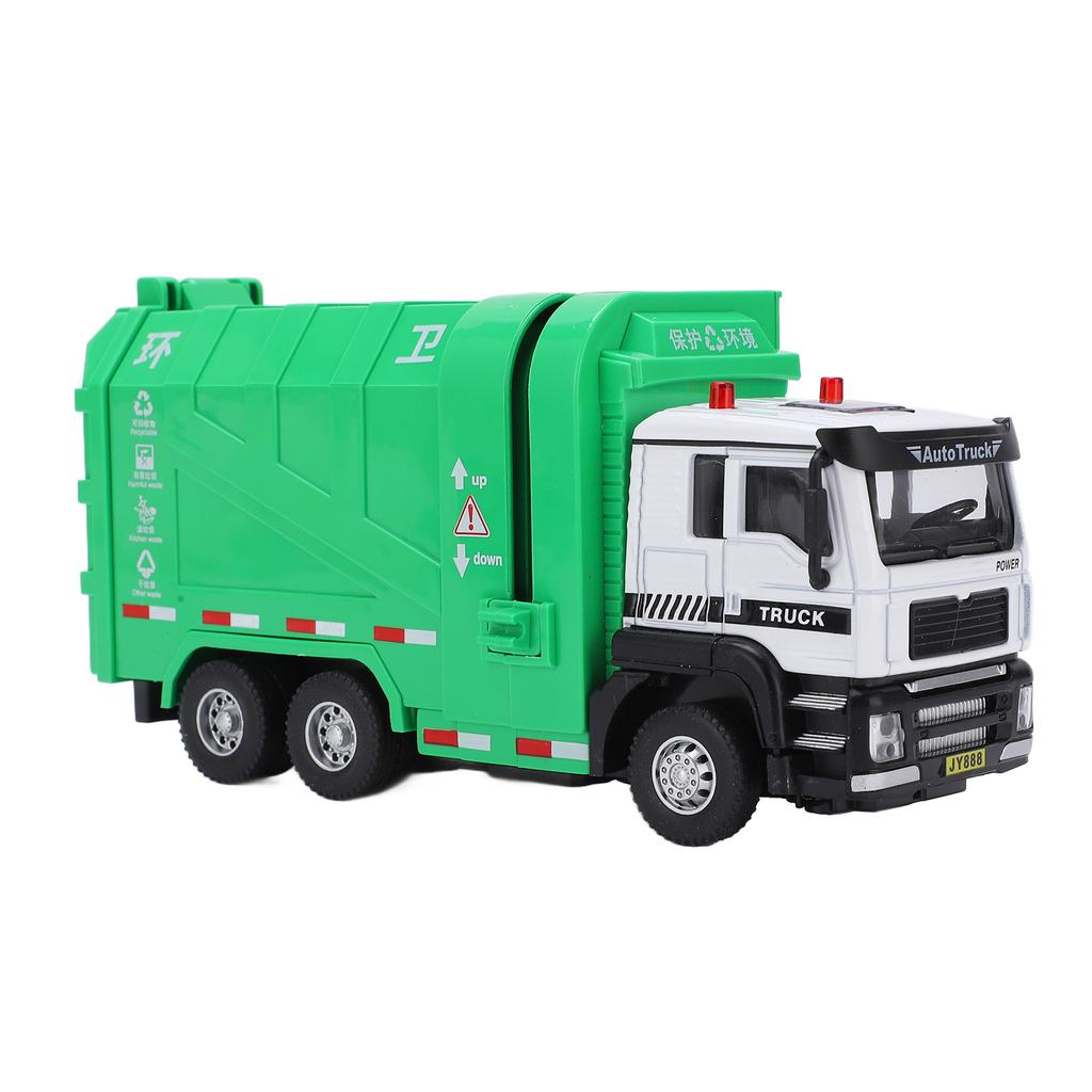 Müllwagen Spielzeug Multifunktional 1:50 Rückzieh-Legierungs-Recycling-LKW Spielzeugset mit 4 Mülltonnen