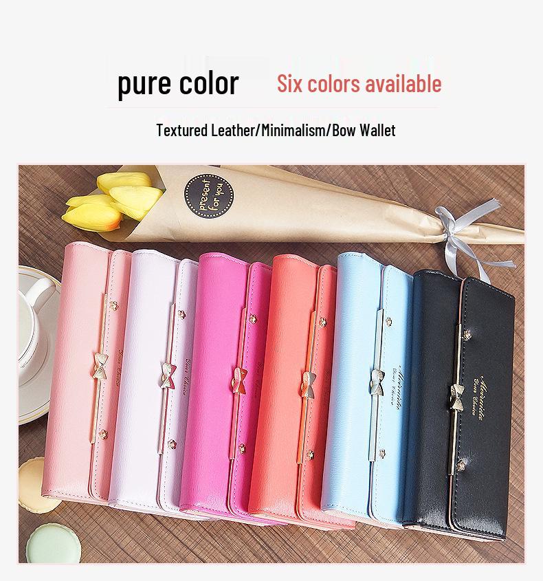 2025 Korean Style Cute Bow Buckle Ladies' Wallet with Rivets