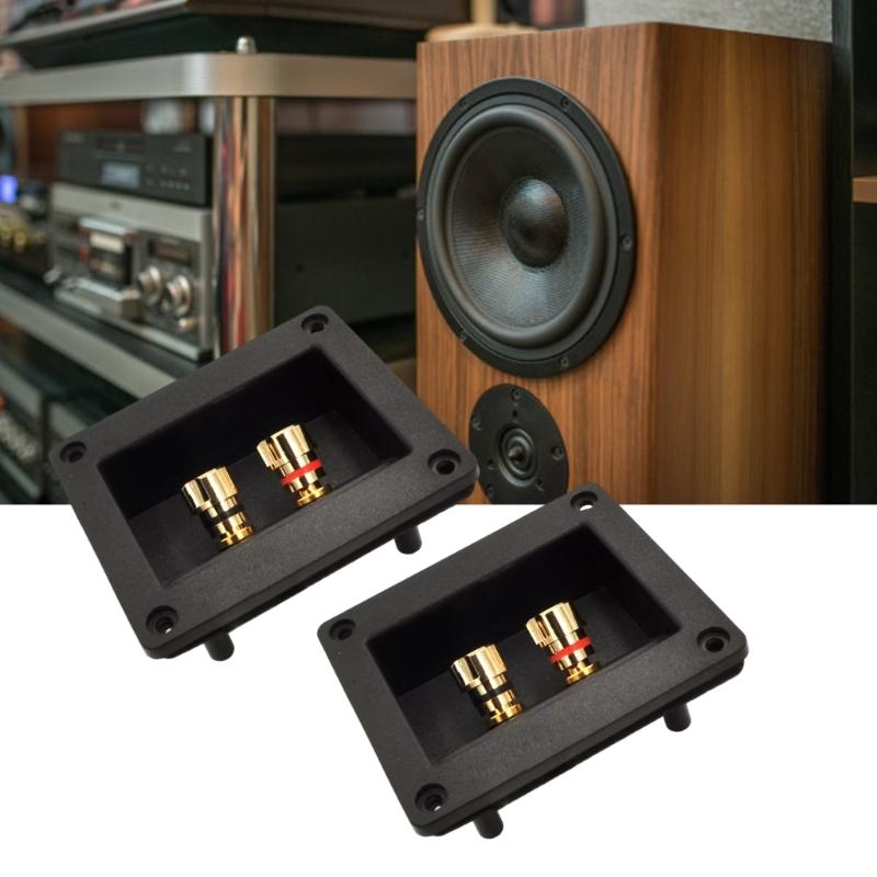2Pcs Terminals Cup Connectors Part Express Spring Double Binding Posts Gold Twist Banana Jacks Recessed Speaker Box