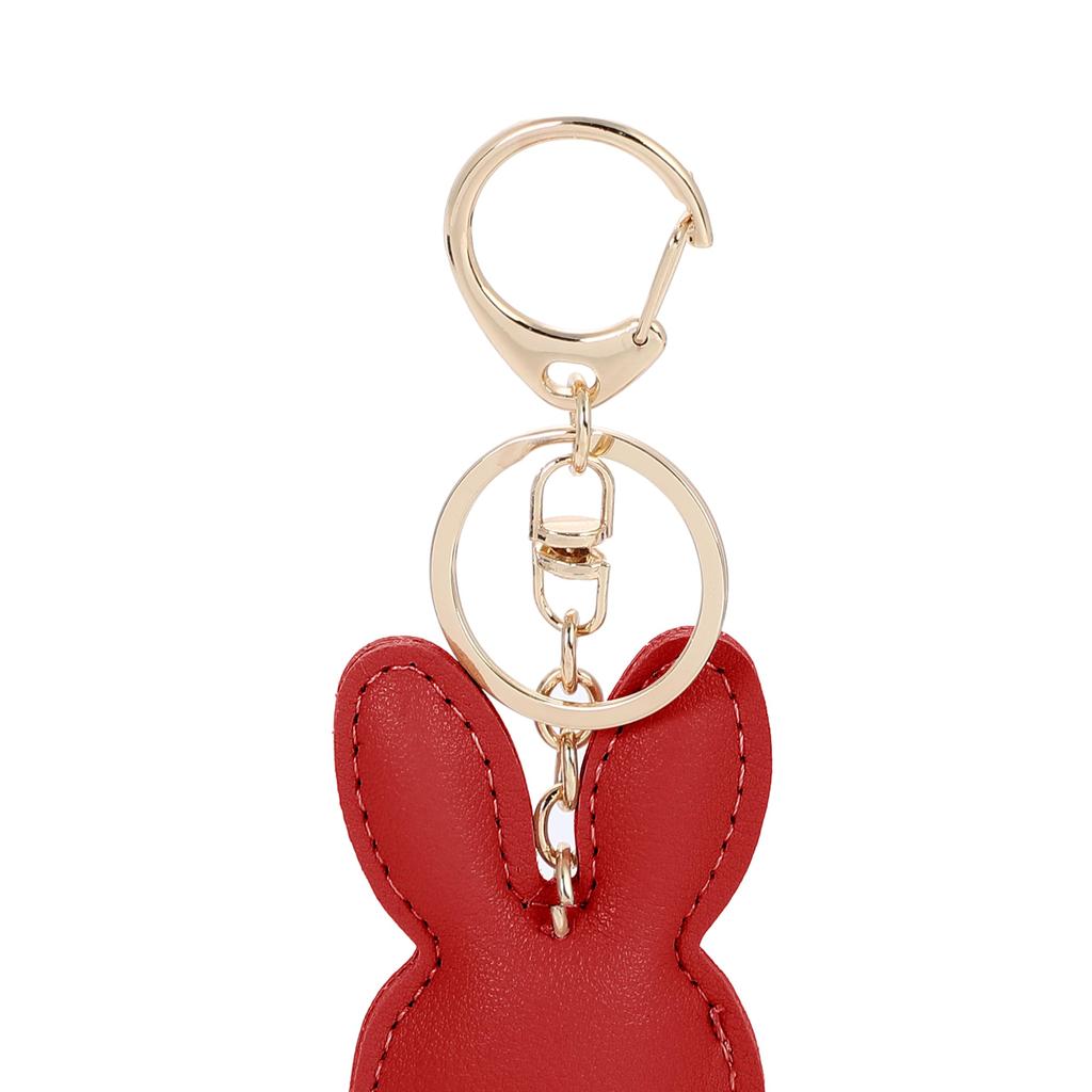 Tonecraft Rabbit Keychain Simple Orthodox Bag Charm, Popular, Stylish, Cute, Rabbit, PU Leather, Squishy, red