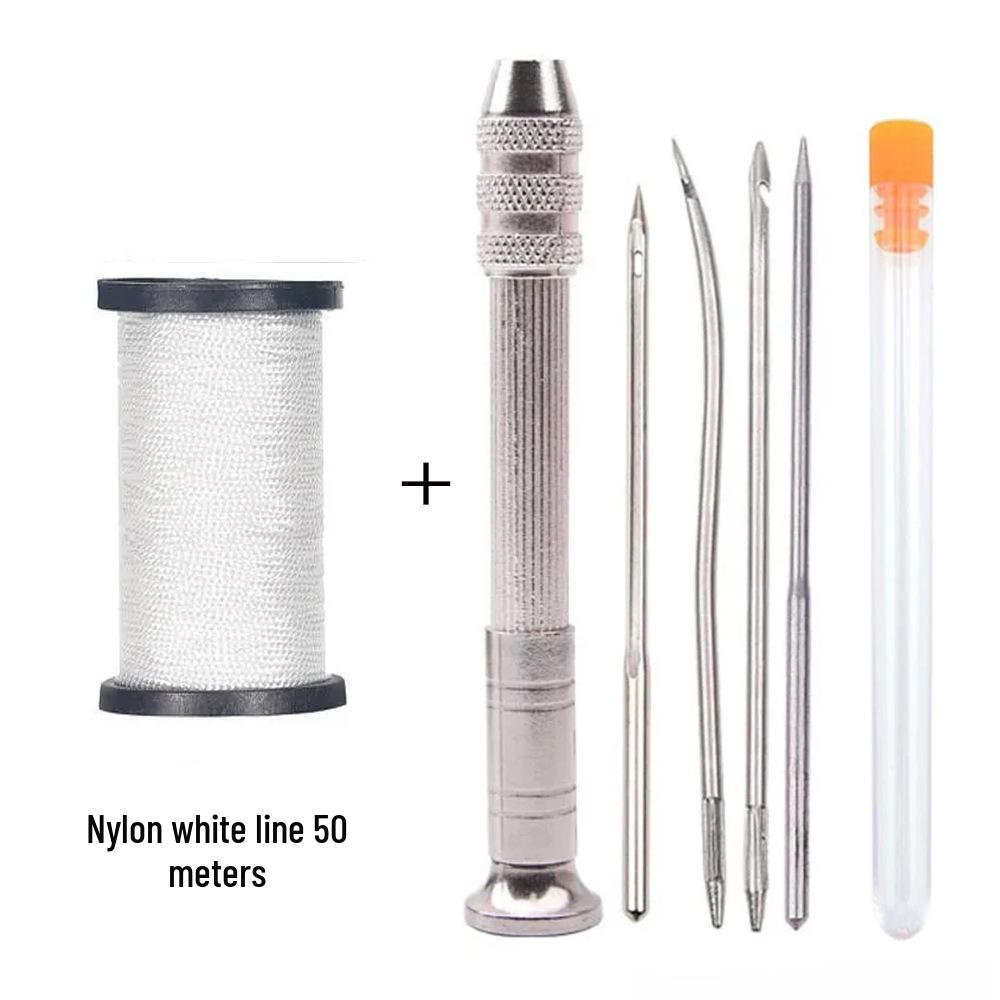 Premium Stainless Steel Shoe Repair Awl & Crochet Hook with Nylon/Waxed Thread for Leather Sewing