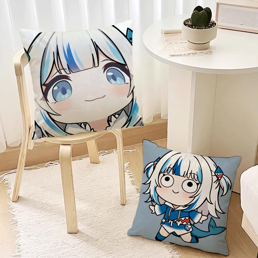 Cute Gawr Gura Vtuber Q Version kawaii cushion cover For Bedroom Car Coffee Shop Soft Living Room Sofa Decorative Pillow Case