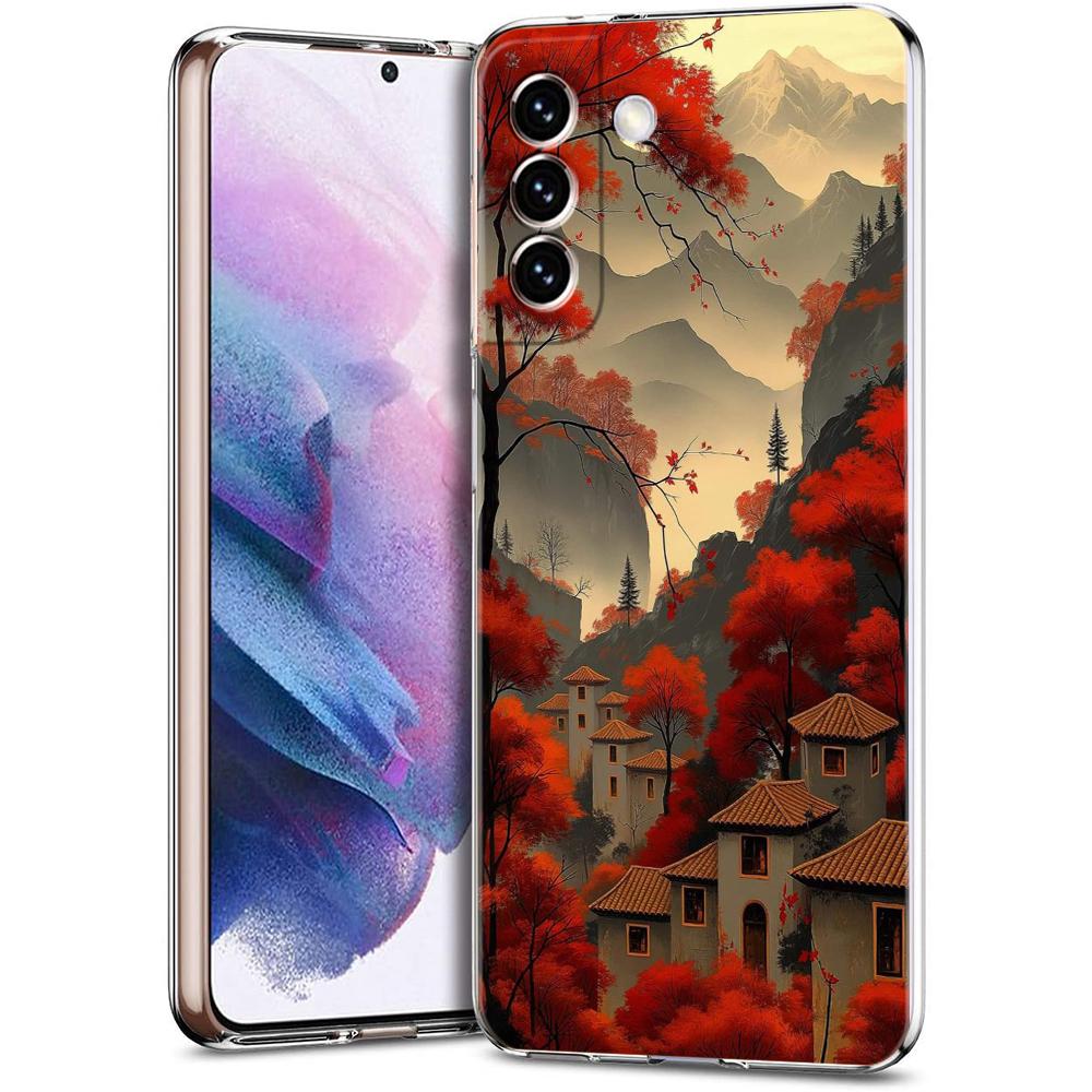 Transparent Phone Case Cover for Samsung Galaxy S25 S24 S23 S22 S20 S21 FE Ultra S24 S23 S10 S10E Plus Abstract Flower Pattern