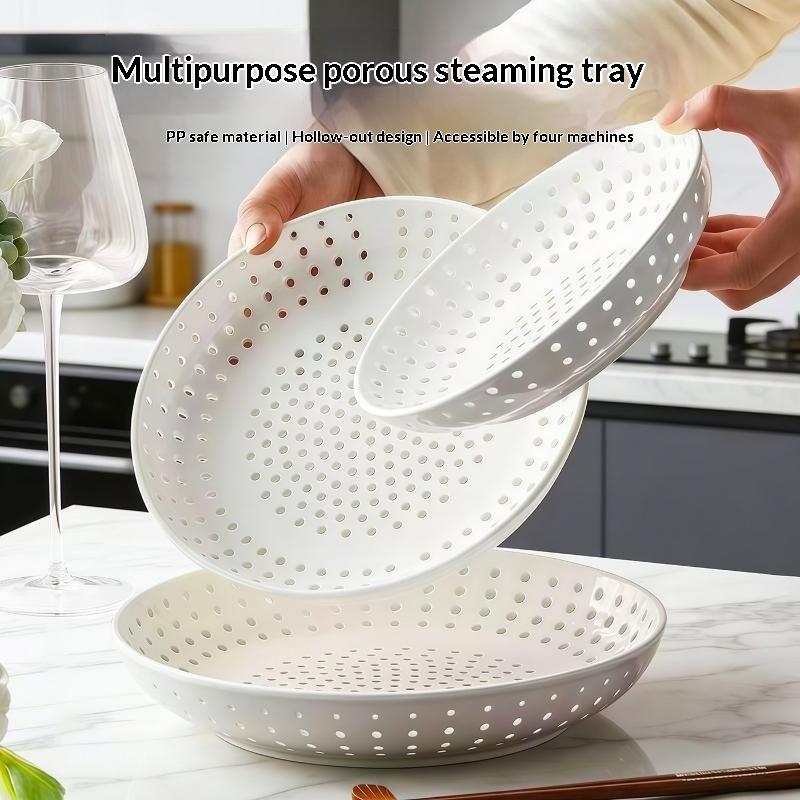 Pp Perforated Steaming Plate High Temperature Resistance Easy Clean For Home Kitchen Steaming Dumplings