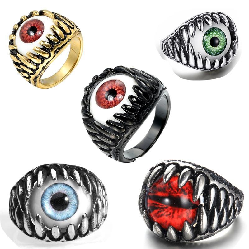 Eye-catching retro devil's eye ring - adjustable open design jewelry