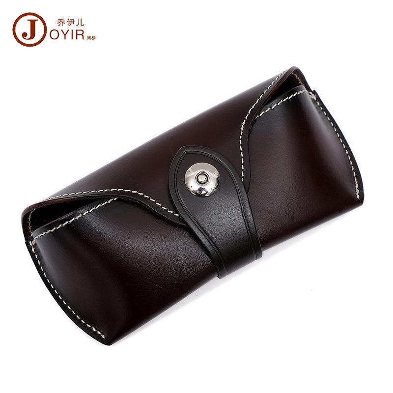 JOGUJOS Genuine Leather Glasses Case Retro Sunglasses Sunglasses Universal Cowhide Glasses Bag Portable Anti-pressure Glasses Case