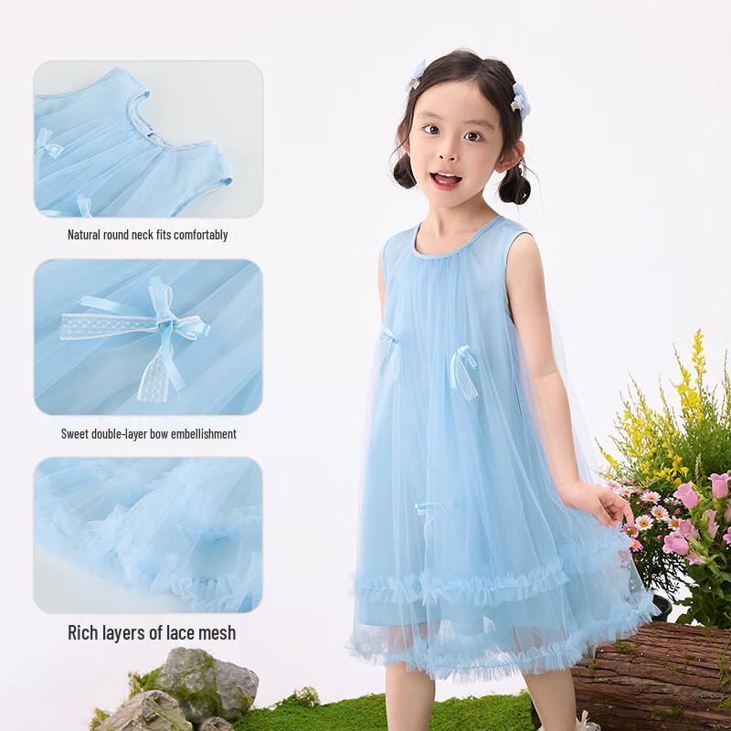Girls' Bowknot Ruffle Sleeveless Princess Dress