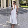 Womens Sexy Deep V Halter Tie Backless Slim Fit Mermaid Evening Dress