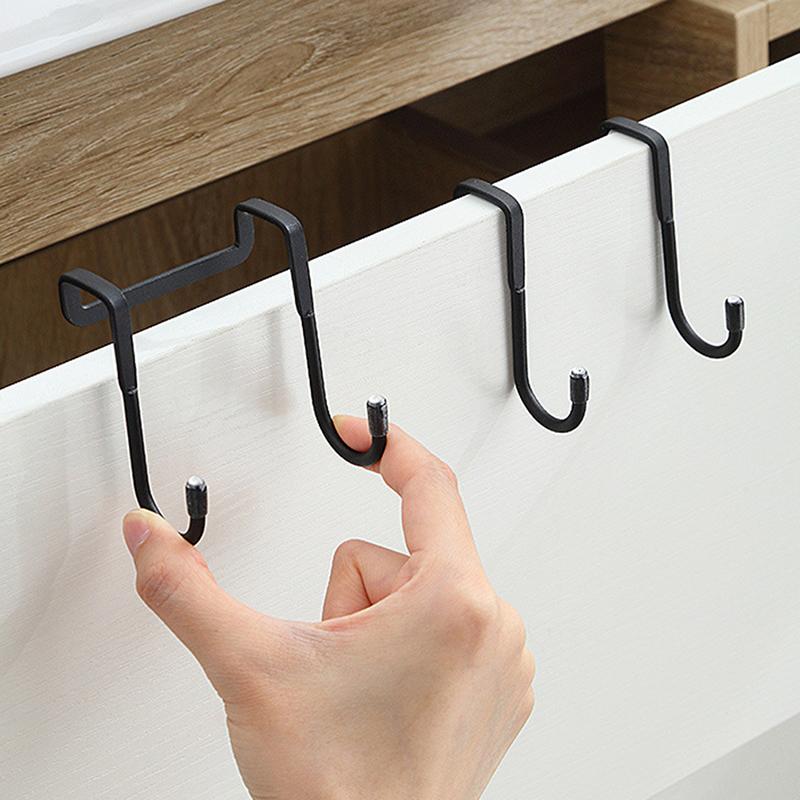 304 Stainless Steel Hook Free Punching Double S-Shape Hook Kitchen Bathroom Cabinet Door Back Type Coat Towel Storage Hanger