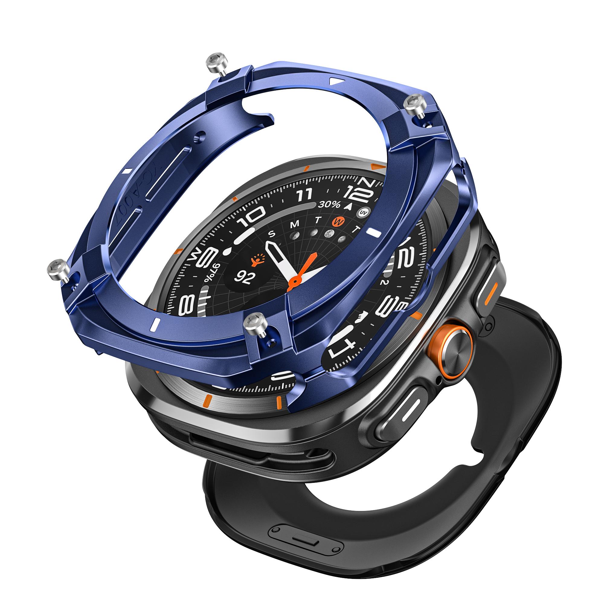 

Захисний чохол зі сплаву алюмінію для Samsung Galaxy Watch Ultra 2024/2025 47 мм Чоловіча кришка для SAMSUNG Galaxy Watch 8 44 мм Аксесуари для захисту екрану For Samsung watch 8 44mm білий/синій