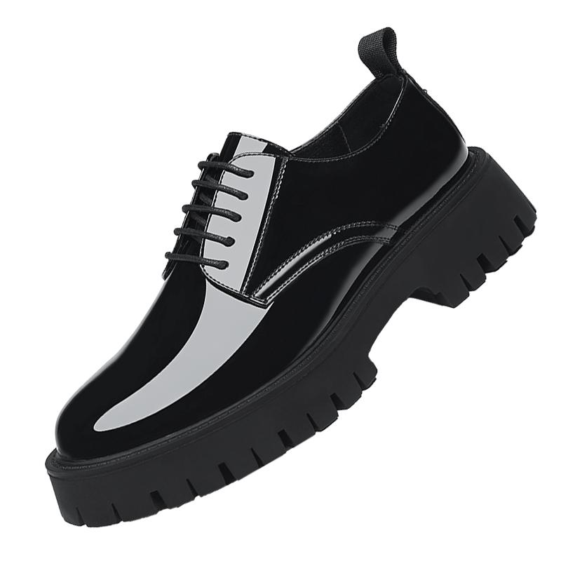 

Модные мужские туфли из лакированной кожи на толстой подошве. Модный минималистский дизайн. Повседневная обувь для офиса, улицы, модная обувь для вечеринок. Молодежная обувь для взрослых. 44 чёрный