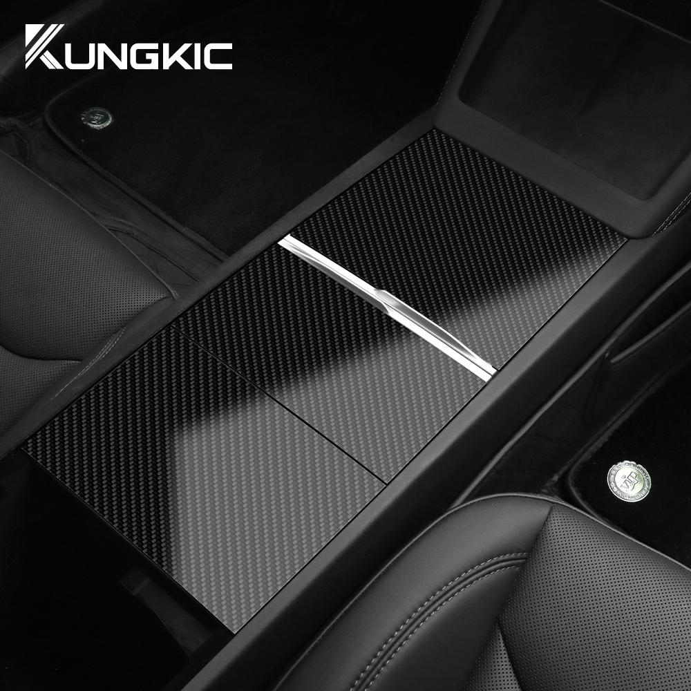 Carbon Fiber Center Console Panel Sticker for Tesla Model 3 Highland 2024-2026 & Model Y Juniper 2025