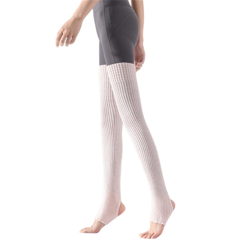 Calzettoni a costine a righe sopra il ginocchio senza piedi Scaldamuscoli lunghissimi con staffa Calze alte fino alla coscia per Donna Yoga
