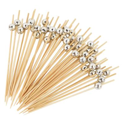 100Pcs Disco Ball Cocktail Picks Disposable Bamboo Buffet Food Dessert Fruit Toothpick for Birthday Party Wedding Decor Supplies