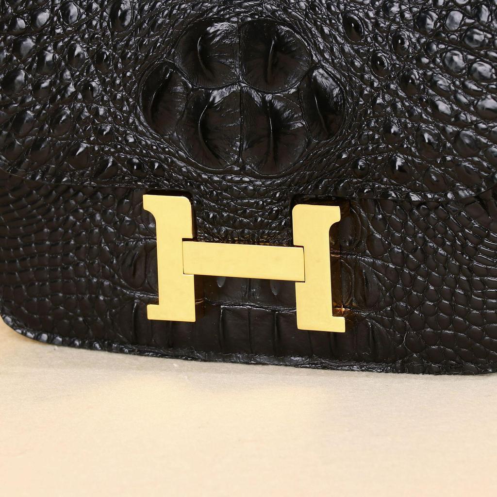 Mała kwadratowa torebka na ramię z łańcuszkiem, w stylu krokodyla, dla kobiet