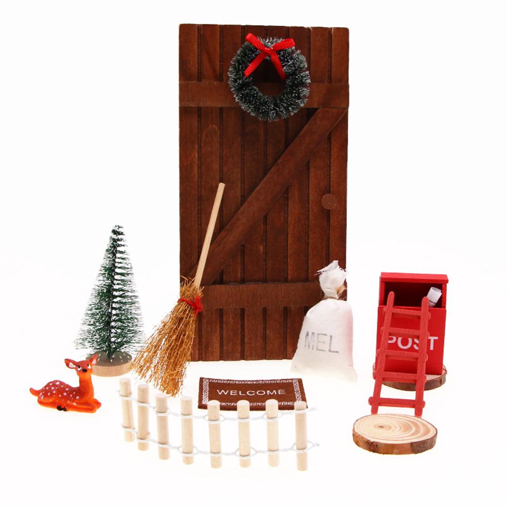 

LF# Christmas Fairy Door House Festive Decor Mini Elf House for Family Gifts (13
