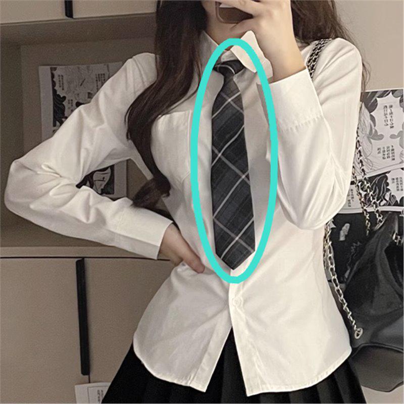 

Белая рубашка JK Style Slim Fit с длинными рукавами и лямками - Pure Desire College Look Small