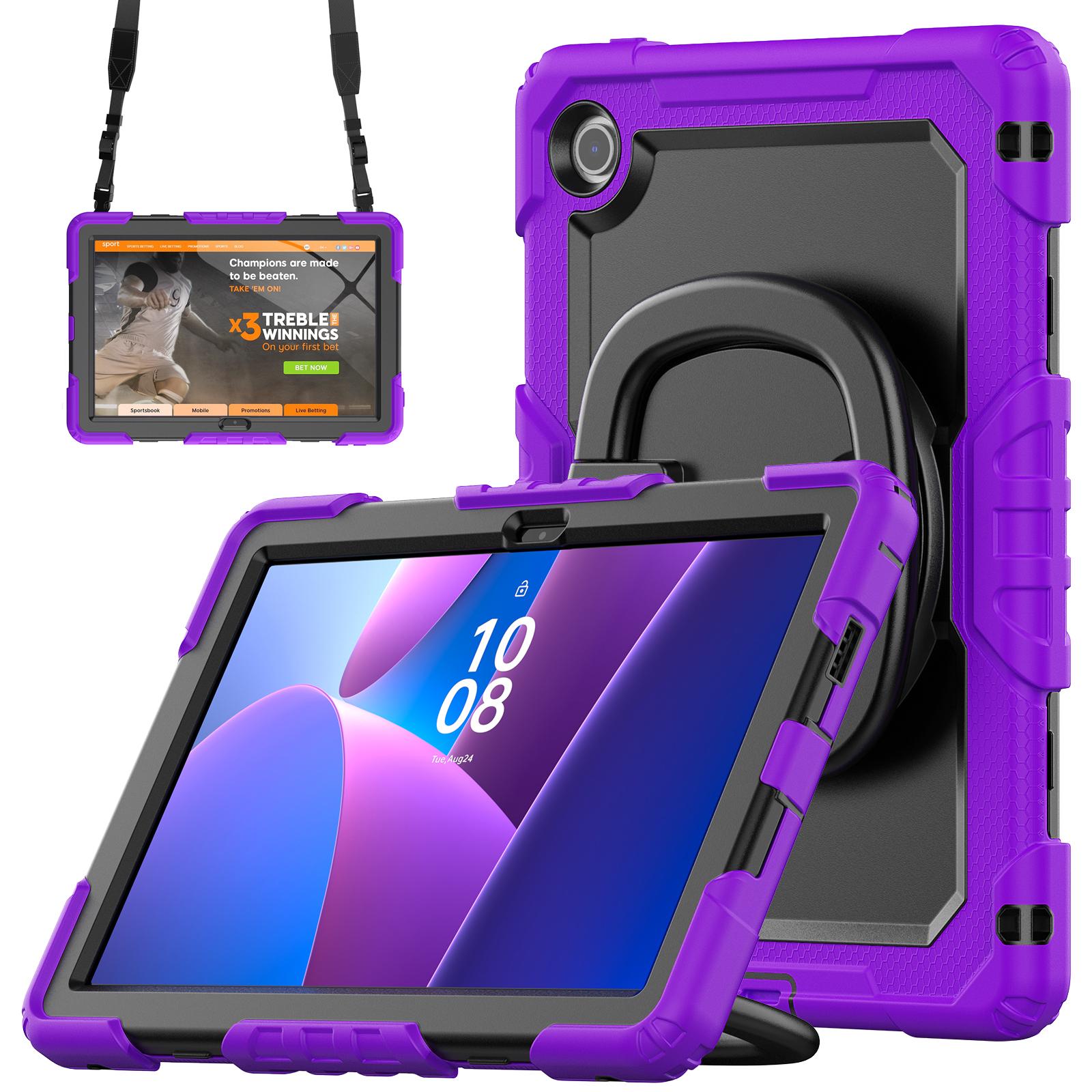 

Для Lenovo Tab 10.1 (2025) TB-311XU/Tab TB311FU Чохол-підставка PC+Силікон Чохол для планшета з плечовим ременем Purple