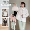 Plus Size Women's Warm Plush Jacket, New Winter Trendy Hooded Lace Shirt 413525