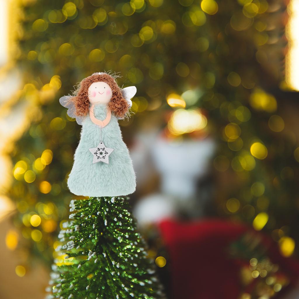 Weihnachtsdekorationen Spitze für Weihnachtsbaum Engel Partyzubehör Mädchen Herz Pvc Plüsch Baumspitze Tischdeko