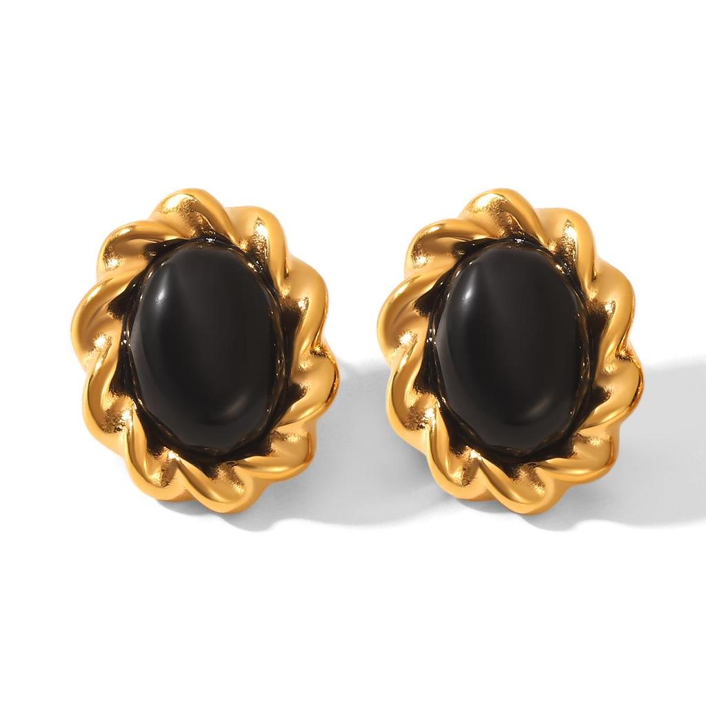 Retro Edelstahl 18k Gold Ohrringe: Nicht verblassende Titan-Ohrstecker, INS-Stil Leichter Luxusschmuck für Frauen