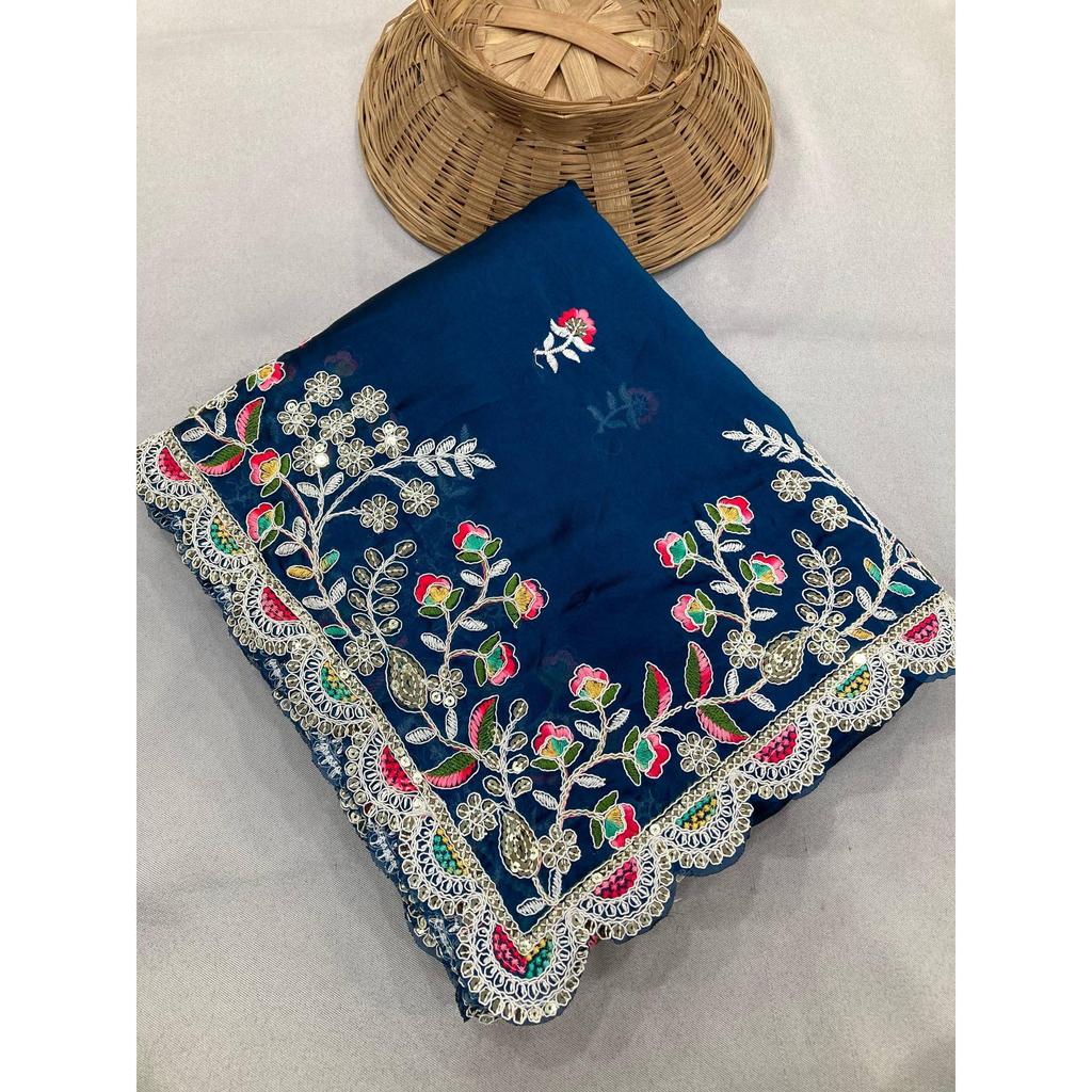 Midnight Elegance Rangoli Silk Saree