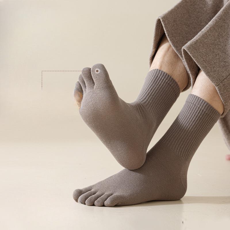 Five-fingered Socks, Men's Cotton Socks, Mid-calf Socks, Sports Sweat-absorbing Long Toe Socks, Anti-odor Long Socks, Toe Splitting Socks