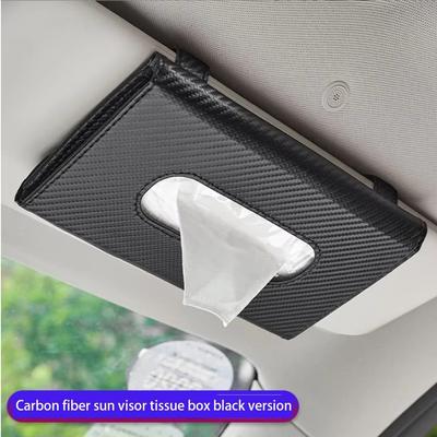 Carbon Fiber Car Tissue Box Mounted Universal Tissue Holder Accessories Auto Interior Car Sun Visor Plate Tissue Box Seat Back