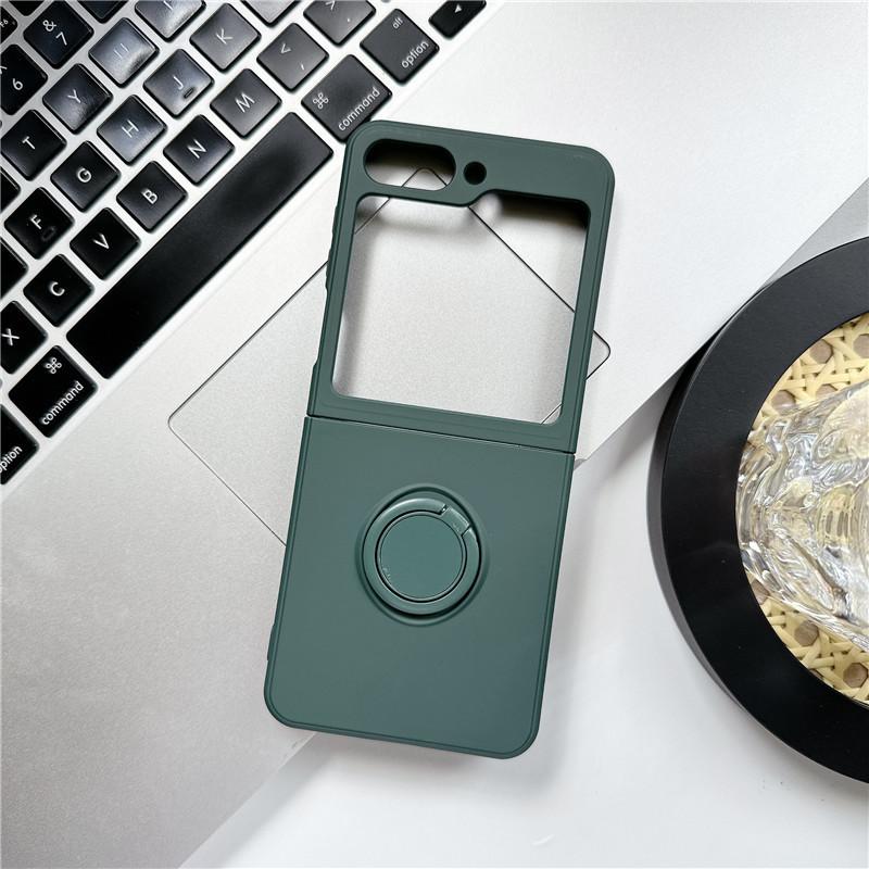Applicable To Samsung Zflip7 Liquid Silicone Zflip6 Ring Mobile Phone Case Zflip4 Folding Screen Protective Case Foreign Trade