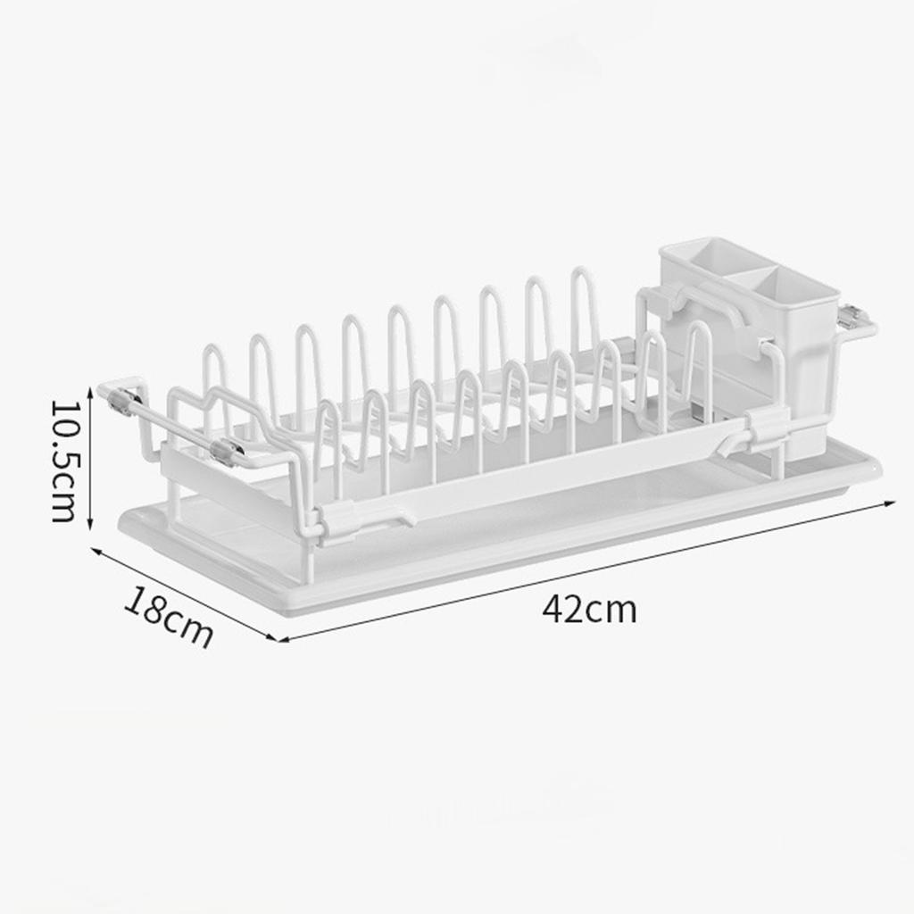 Extendable Dish Drying Rack Multifunctional Dish Drainer Kitchen Organizer Shelf with Cutlery Holder for Small