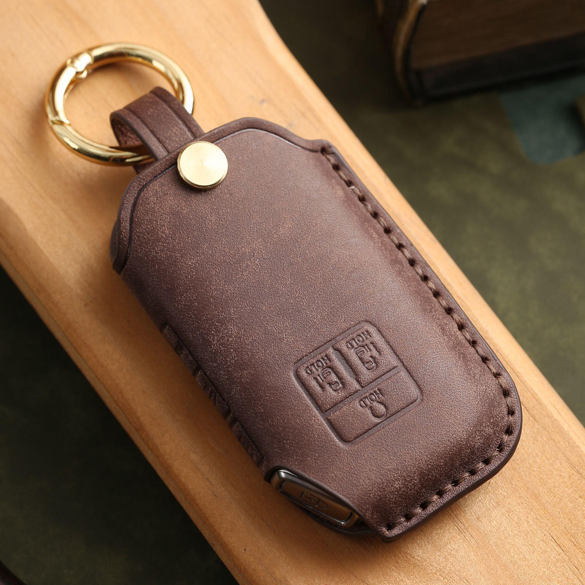 

Customized for Kia Jiahua key cover, first layer cowhide, genuine leather, car key protection, case buckle, commercial vehicle коричневый