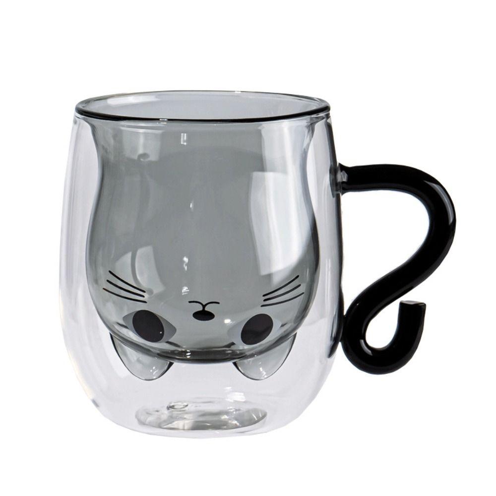 

Cute Milk Coffee Cup Drinkware Couple Teacup Double Wall Glass Cup Water Cup Coffee Mug Without cover