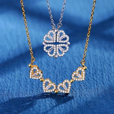 Stainless Steel Love Magnetic Pendant Necklace for Women Clover Necklace Heart Shaped Clover Necklace Pendant Jewelry Gift